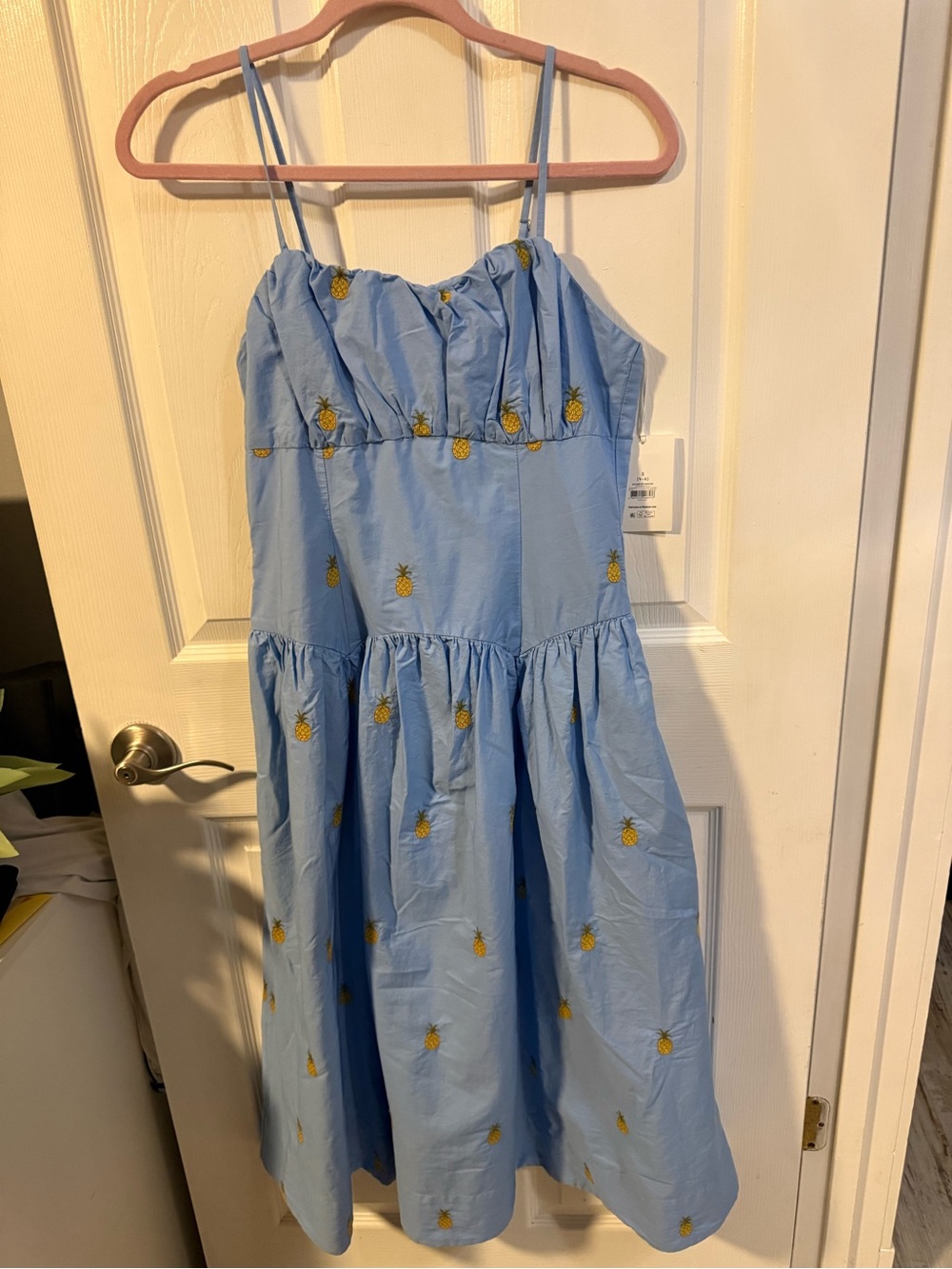 NWT-Women’s Light Blue Pineapple Embroidered Sundress